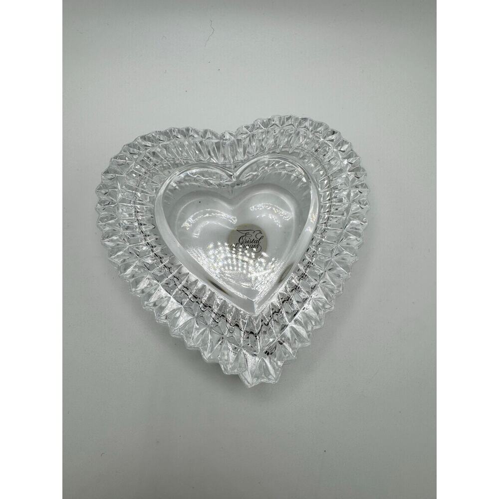 Cristal d’Arques France Heart Shaped Cut Crystal Dish Bowl 5” Vintage Elegant